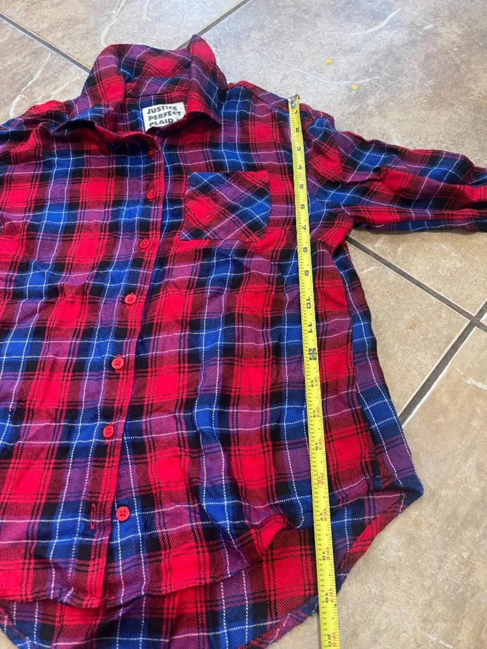 Justice Girls Size 8 Plaid Shirt & Glitter Logo Leggings Outfit Set